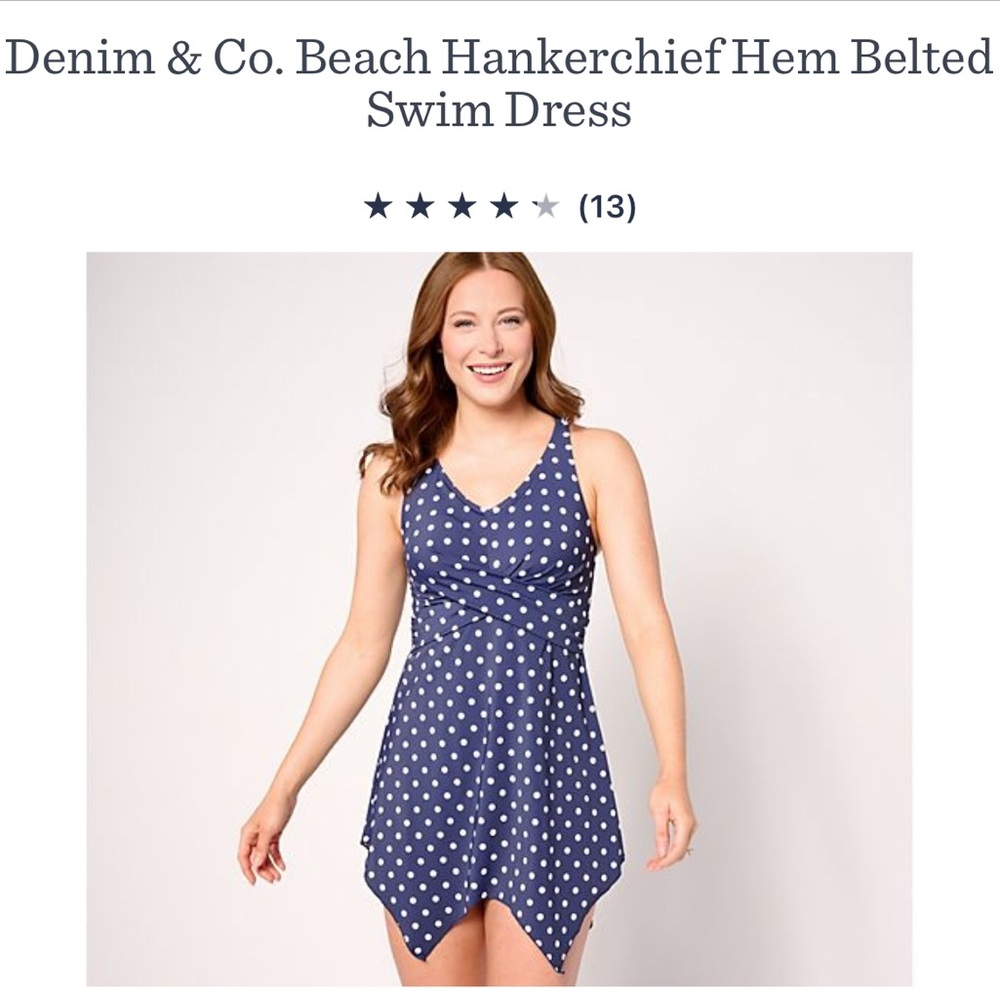 Denim&Co Navy Polka Dot One Piece